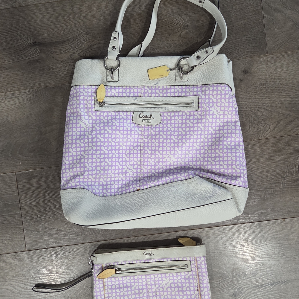 Coach Lavender and Cream Shoulder Bag Set